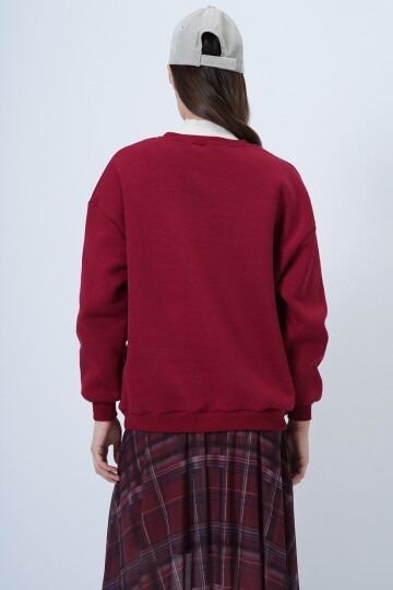 Bisikle Yaka 3 İplik Oversize Basic Sweatshirt