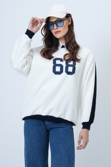 Bisiklet Yaka 3 İplik Oversize Baskılı Sweatshirt
