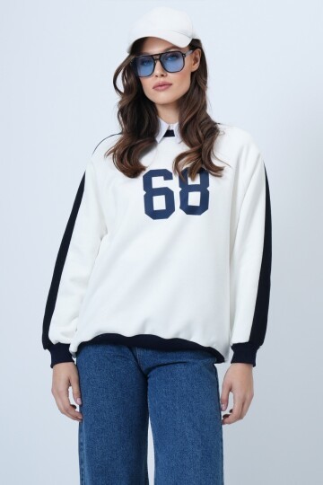 Bisiklet Yaka 3 İplik Oversize Baskılı Sweatshirt