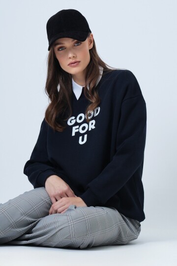 Bisiklet Yaka 3 İplik Oversize Sweatshirt