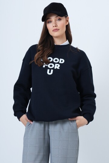 Bisiklet Yaka 3 İplik Oversize Sweatshirt