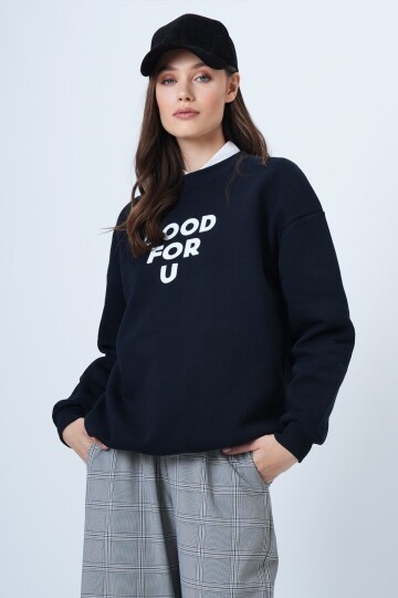 Bisiklet Yaka 3 İplik Oversize Sweatshirt