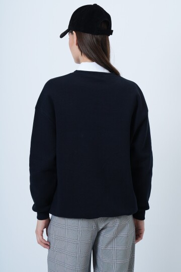 Bisiklet Yaka 3 İplik Oversize Sweatshirt