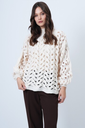 Bisiklet Yaka Ajurlu Triko Kazak