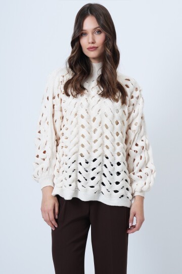 Bisiklet Yaka Ajurlu Triko Kazak