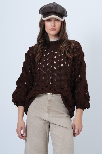 Bisiklet Yaka Ajurlu Triko Kazak