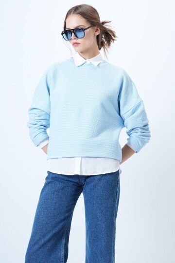 Bisiklet Yaka Yarasa Kol Geniş Kesim Basic Bluz