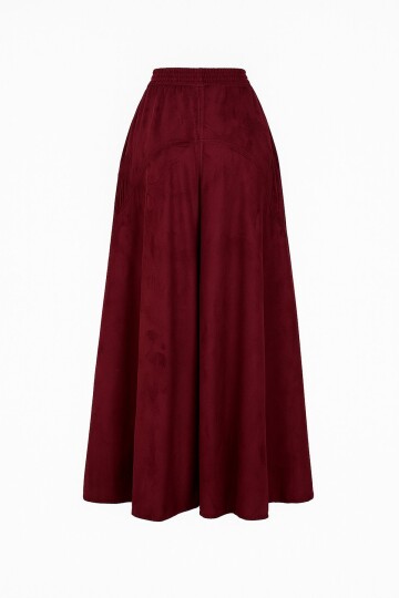 Çift Cepli Beli Lastikli Midi Boy Etek