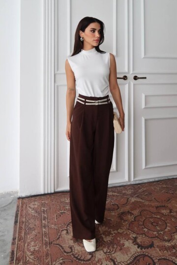 Çift Kemerli Palazzo Pantolon