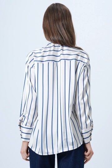 Çizgili Saten Gömlek