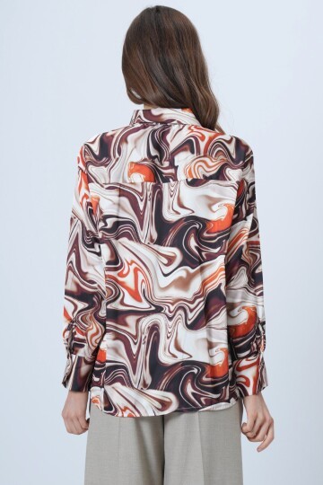 Desenli Saten Gömlek