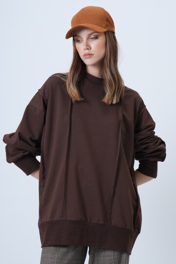 Dikiş Detaylı Oversize Tasarım Sweatshırt