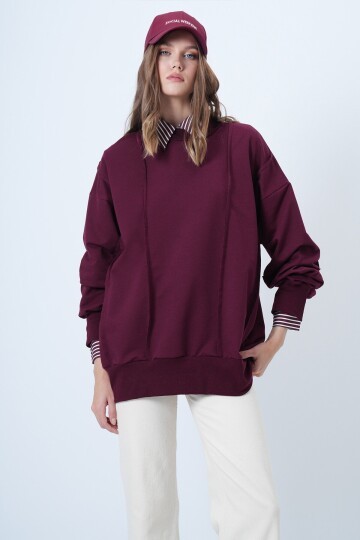 Dikiş Detaylı Oversize Tasarım Sweatshırt