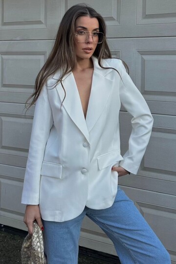 Düğme Kapamalı Cep Görünümlü Blazer Ceket