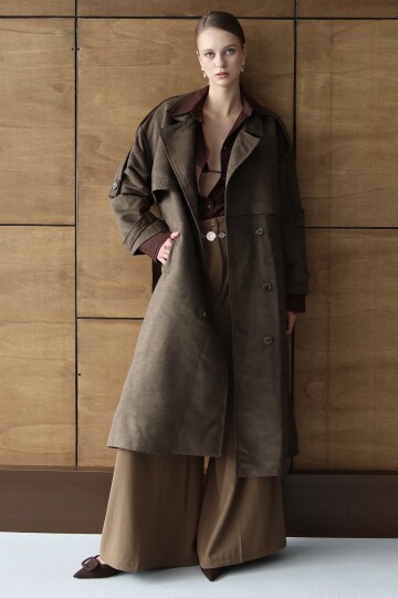 Düğme Kapamalı Kuşaklı Trençkot