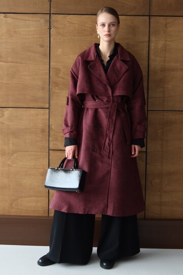 Düğme Kapamalı Kuşaklı Trençkot