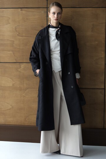 Düğme Kapamalı Kuşaklı Trençkot