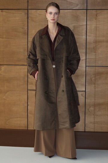 Düğme Kapamalı Kuşaklı Trençkot