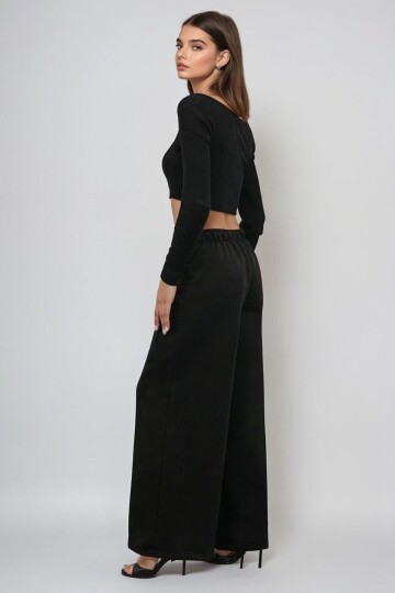 Düğmeli Pileli Palazzo Pantolon