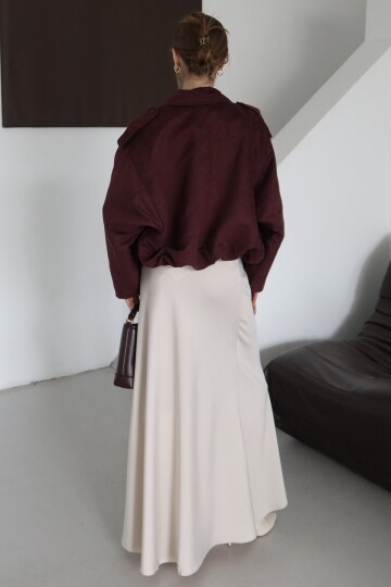 Fermuar Kapamalı Kemer Detaylı Ceket