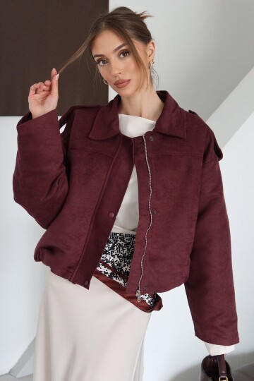 Fermuar Kapamalı Kemer Detaylı Ceket