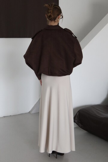 Fermuar Kapamalı Kemer Detaylı Ceket