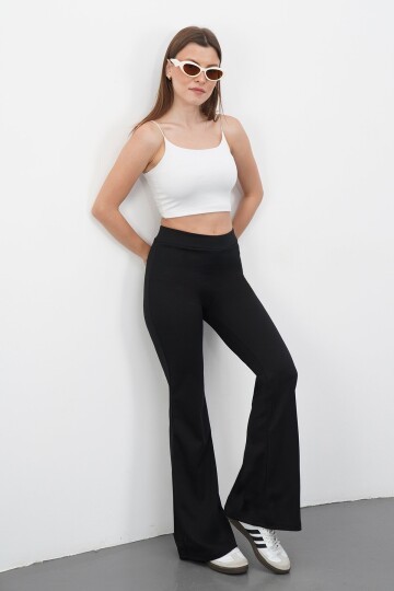 İspanyol Paça Beli Lastikli Scuba Pantolon