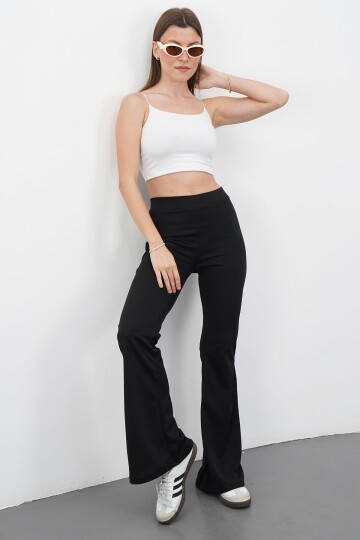 İspanyol Paça Beli Lastikli Scuba Pantolon