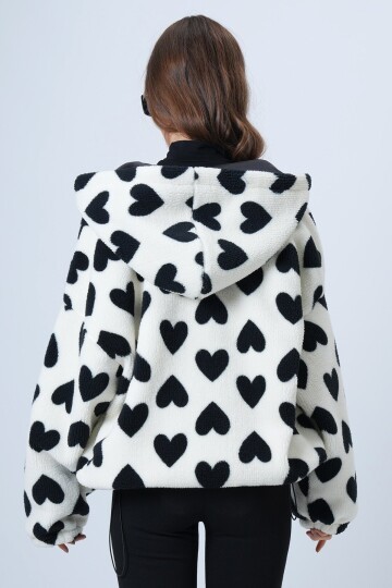 Kalpli Dik Yaka İçi Astarlı Cepli Oversize Peluş Mont