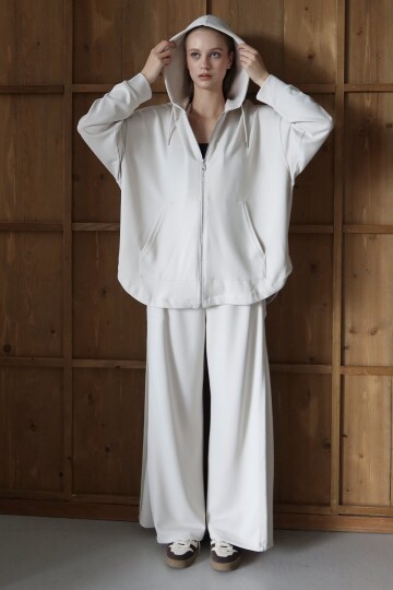 Yüksek Bel Çift Cepli Palazzo Dokuma Pantolon