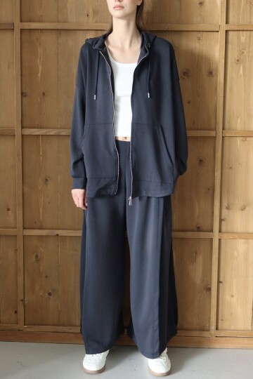 Yüksek Bel Çift Cepli Palazzo Dokuma Pantolon