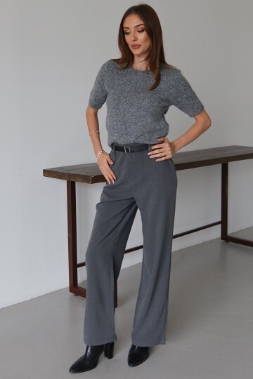Kemerli Çift Cepli Palazzo Pantolon