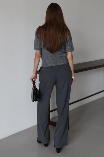 Kemerli Çift Cepli Palazzo Pantolon