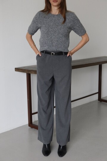 Kemerli Çift Cepli Palazzo Pantolon