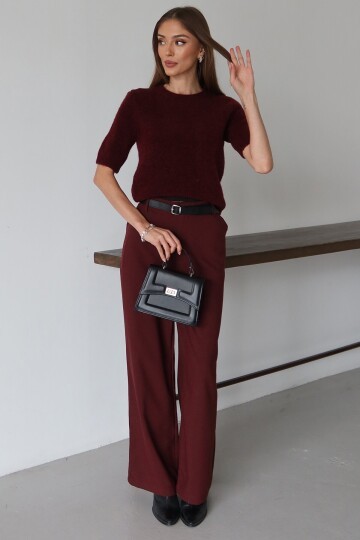 Kemerli Çift Cepli Palazzo Pantolon