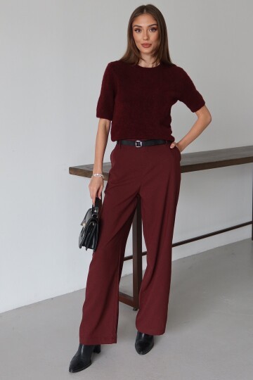 Kemerli Çift Cepli Palazzo Pantolon