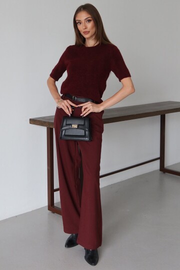 Kemerli Çift Cepli Palazzo Pantolon