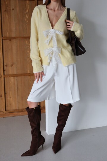 Kurdale Bağlamalı V Yaka Triko Bluz