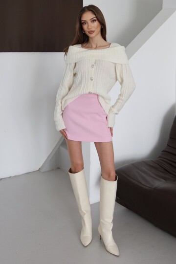 Madonna Yaka Düğmeli Triko Bluz