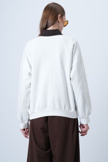 Önü Baskılı Oversize Pamuklu Sweatshırt