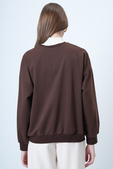 Önü Baskılı Oversize Pamuklu Sweatshırt