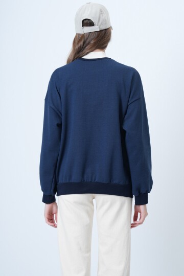 Önü Baskılı Oversize Pamuklu Sweatshırt