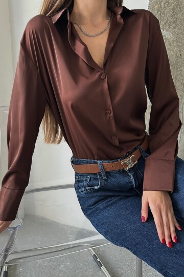 Oversize Basic Saten Gömlek