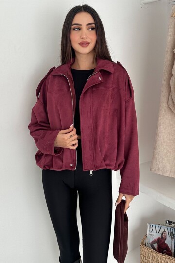 Oversize Süet Fermuarlı Ceket