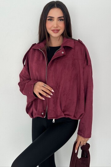 Oversize Süet Fermuarlı Ceket
