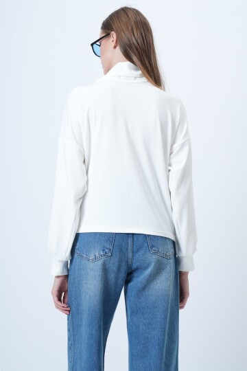 Şal Detaylı Regular Fit Modal Kumaş Bluz