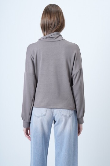 Şal Detaylı Regular Fit Modal Kumaş Bluz