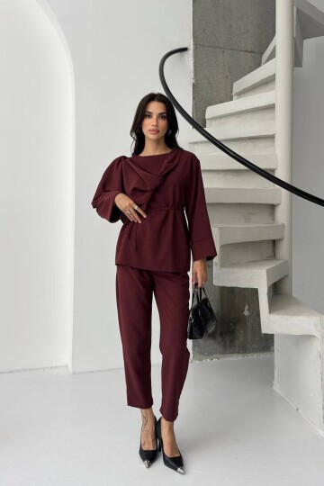 Şal Yaka Drapeli Kuşaklık İkili Takım