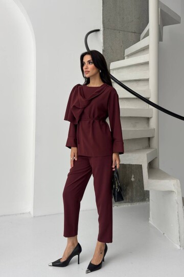 Şal Yaka Drapeli Kuşaklık İkili Takım