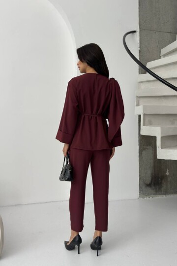 Şal Yaka Drapeli Kuşaklık İkili Takım